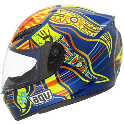 Capacete AGV K3 Five Continents Azul Laranja Amarelo
