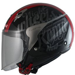 Capacete Original LS2 OF559 Party Gloss Preto Vermelho