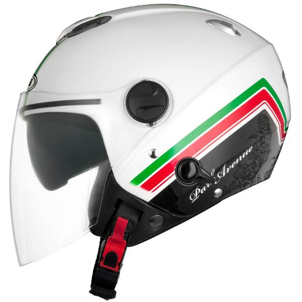 Capacete Zeus 202FB T49 Branco Verde Vermelho