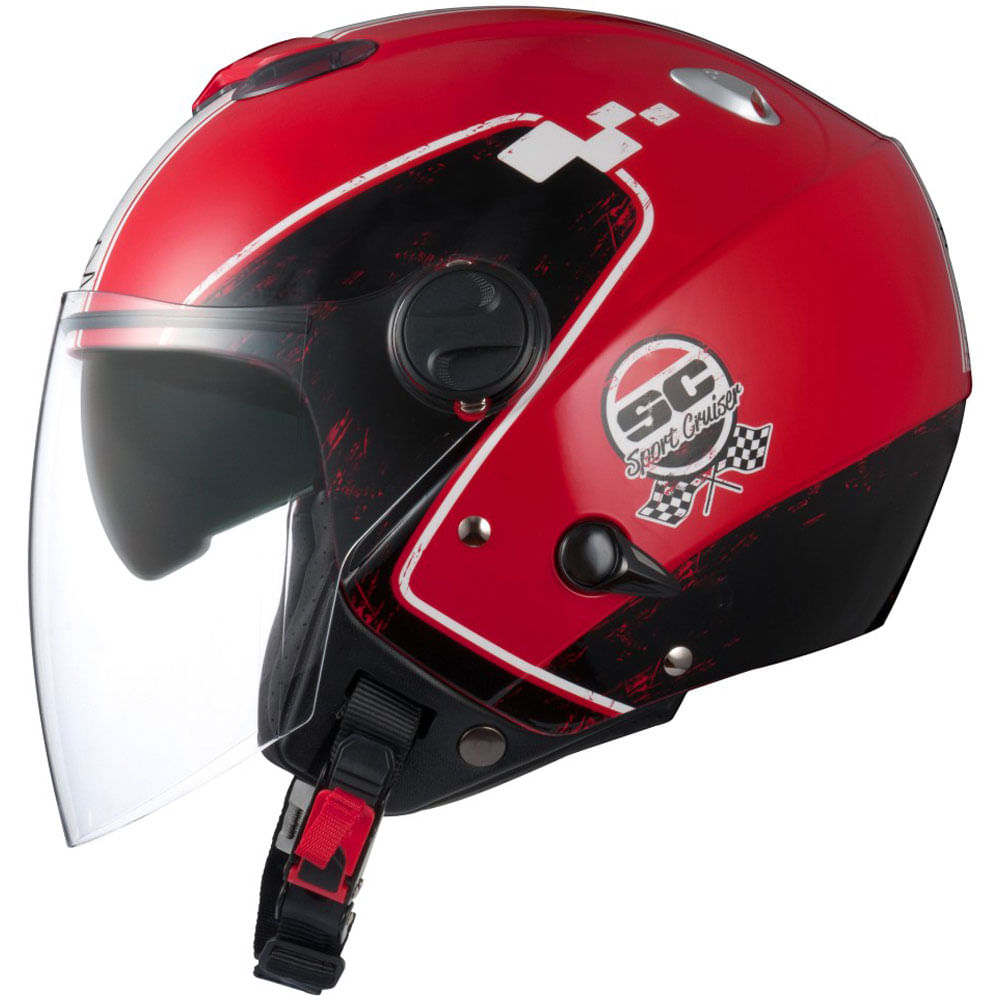 Capacete Zeus 202FB T36 Vermelho Branco