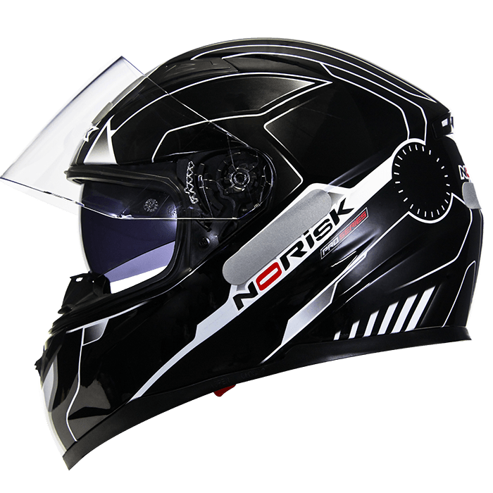 Capacete Original Norisk FF389 Mission Preto Branco Com Viseira Solar