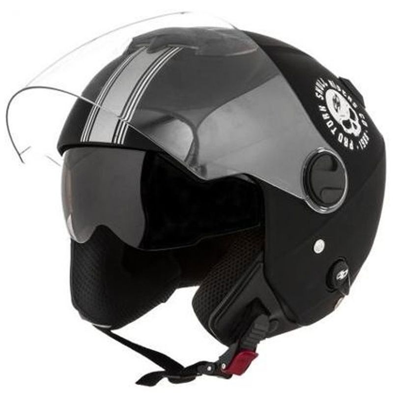 Capacete-Pro-Tork-New-Atomic-Skull-Riders-Preto-Prata-Fosco-