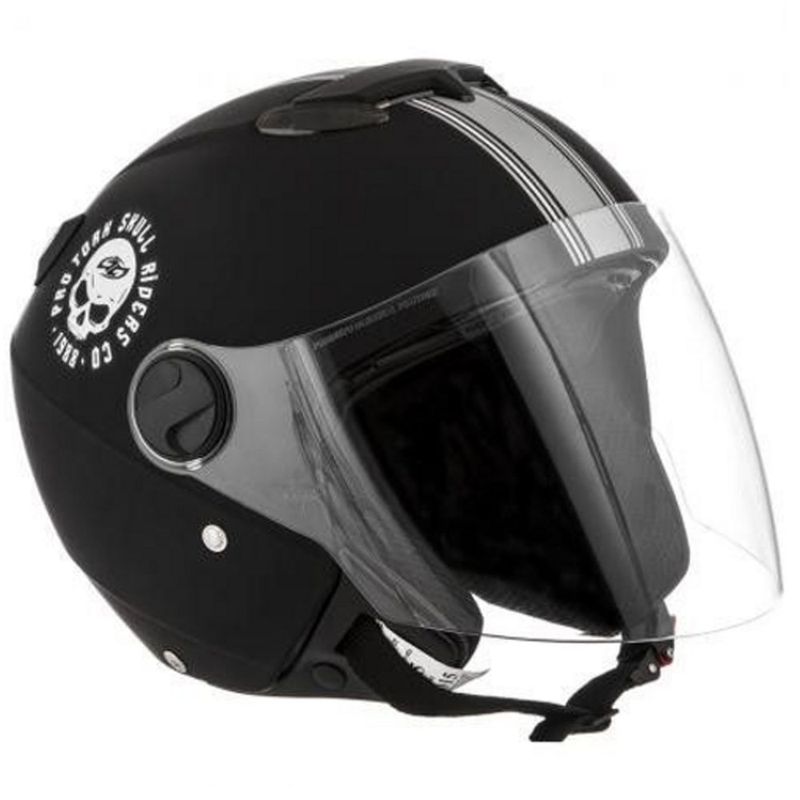 Capacete-Pro-Tork-New-Atomic-Skull-Riders-Preto-Prata-Fosco-