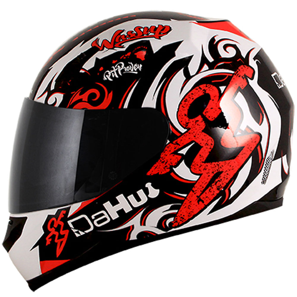 Capacete Original Norisk FF391 Da Hui Branco Preto Vermelho