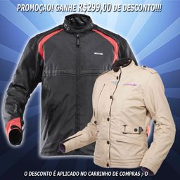 COMBO Jaqueta Riffel Evolution Tour Preta Vermelha + Jaqueta Riffel Urban Feminina Bege