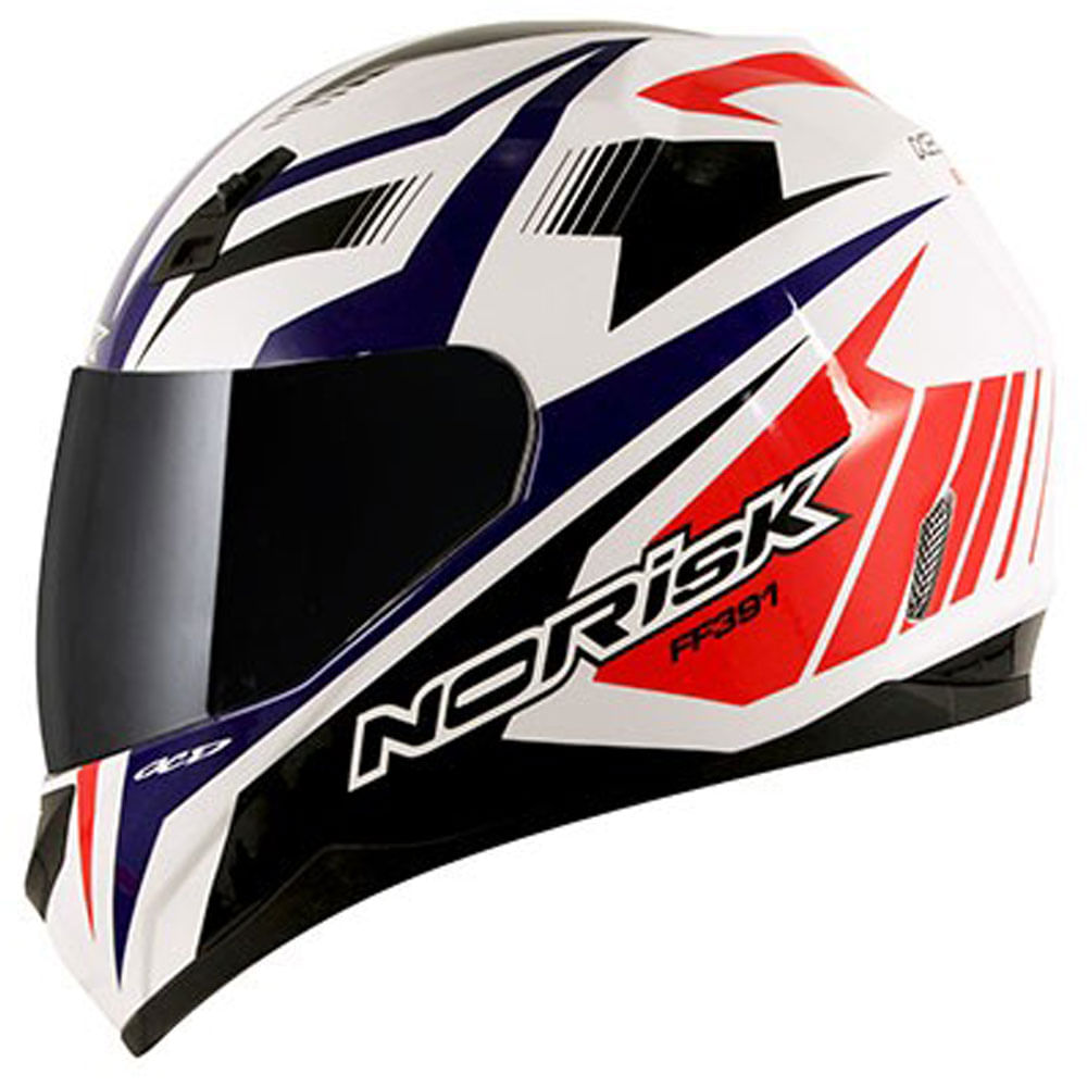 Capacete Original Norisk FF391 Slide Branco Azul Vermelho