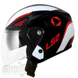 Capacete Original LS2 OF586 Bishop Rising Branco Vermelho Preto