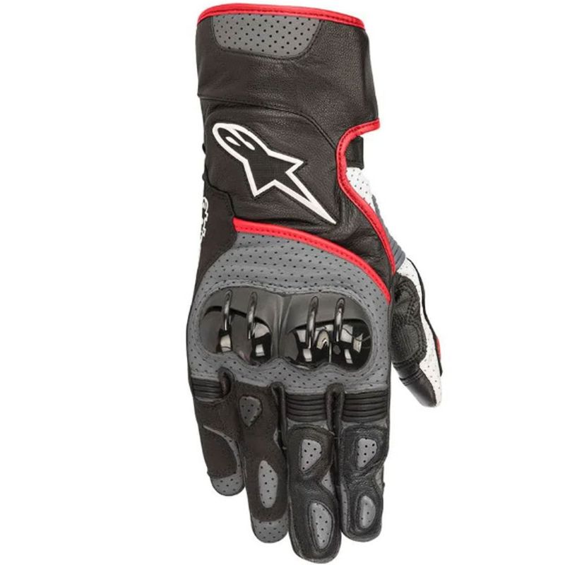 Luva-Alpinestars-SP-2-V2-Preto-Cinza-Vermelho-Fluo