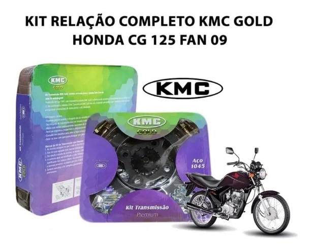 Kit-Relacao-Titan-Fan-125-2009-com-Retentor---KMC-Gold