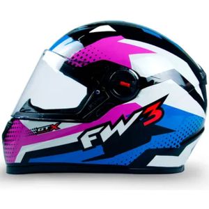 Capacete FW3 GTN Super Lilas Azul Branco