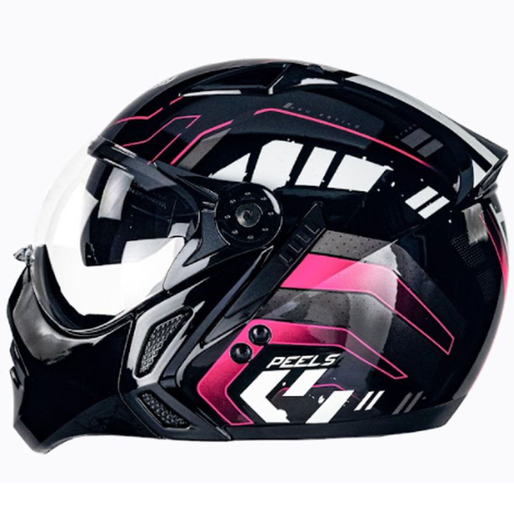 Capacete Peels Mirage Midnight Preto Rosa