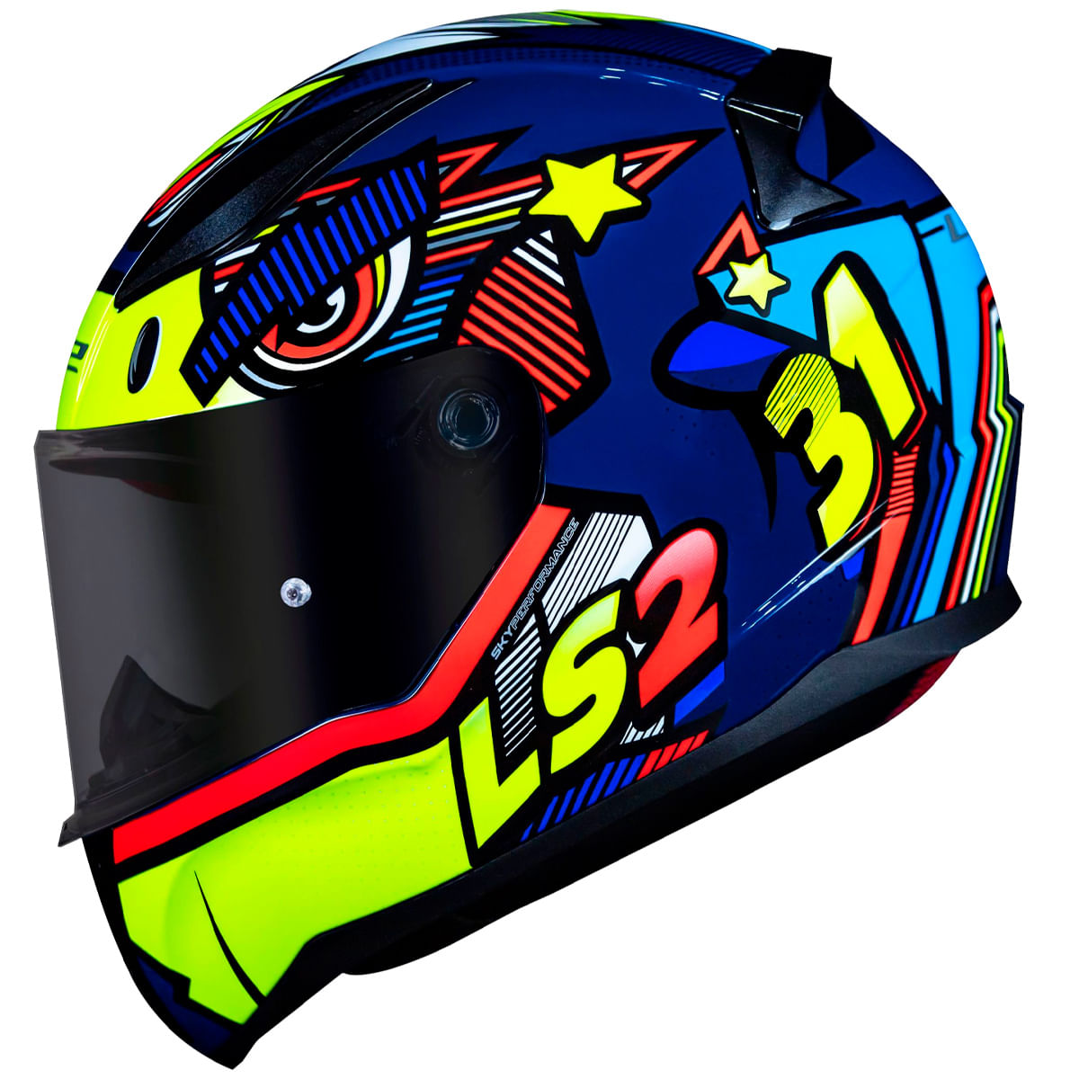 Capacete Original LS2 FF353 Rapid Khan Amarelo Azul