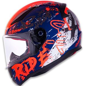 Capacete LS2 FF353 Rapid Naughty Fosco Azul Laranja
