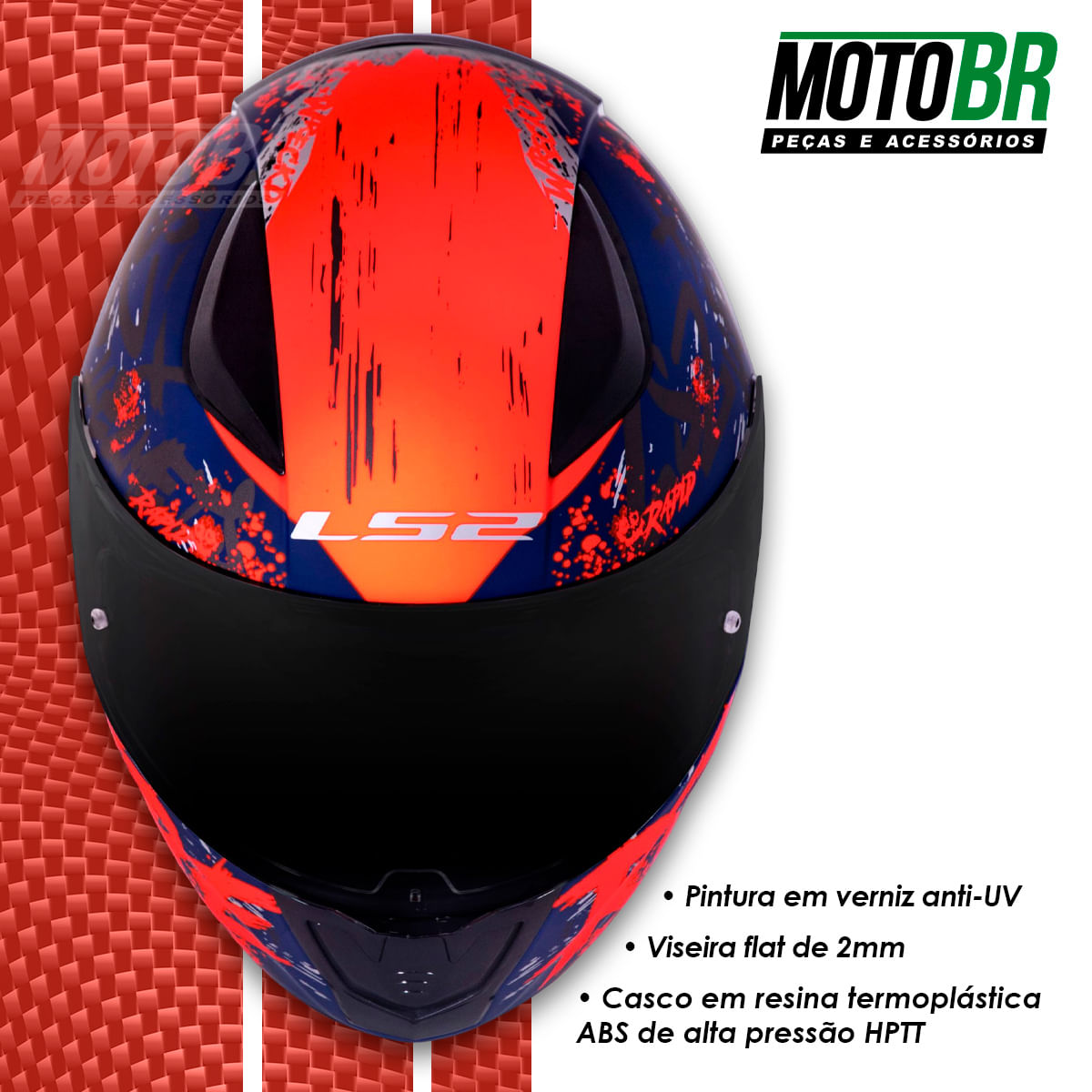 Capacete Original LS2 FF353 Rapid Naughty Fosco Azul Laranja - MotoBR