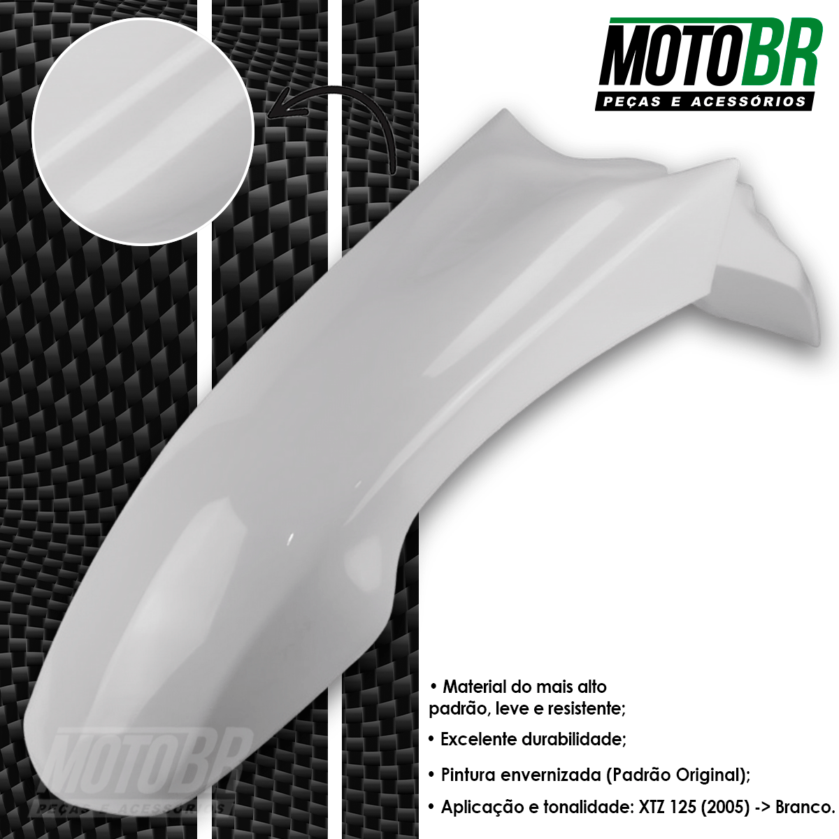 Paralama Dianteiro XTZ 125 2005 Branco - Sportive - MotoBR