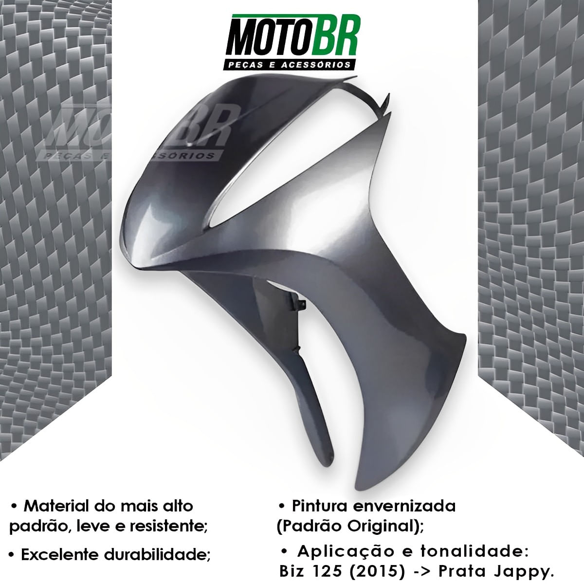 Bico Frontal Biz 125 2015 Prata Jappy Metálico - Pro Tork - MotoBR