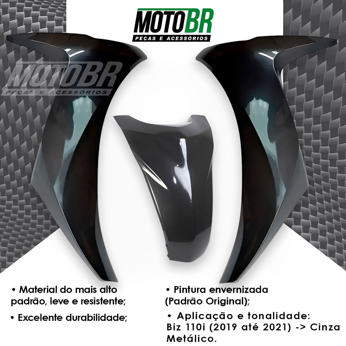 Bico Frontal Completo Biz 110I 2019 Até 2021 Cinza 3 Peças - MotoBR Bico Frontal Completo Biz 110I 2019 Até 2021 Cinza 3 Peças - MotoBR