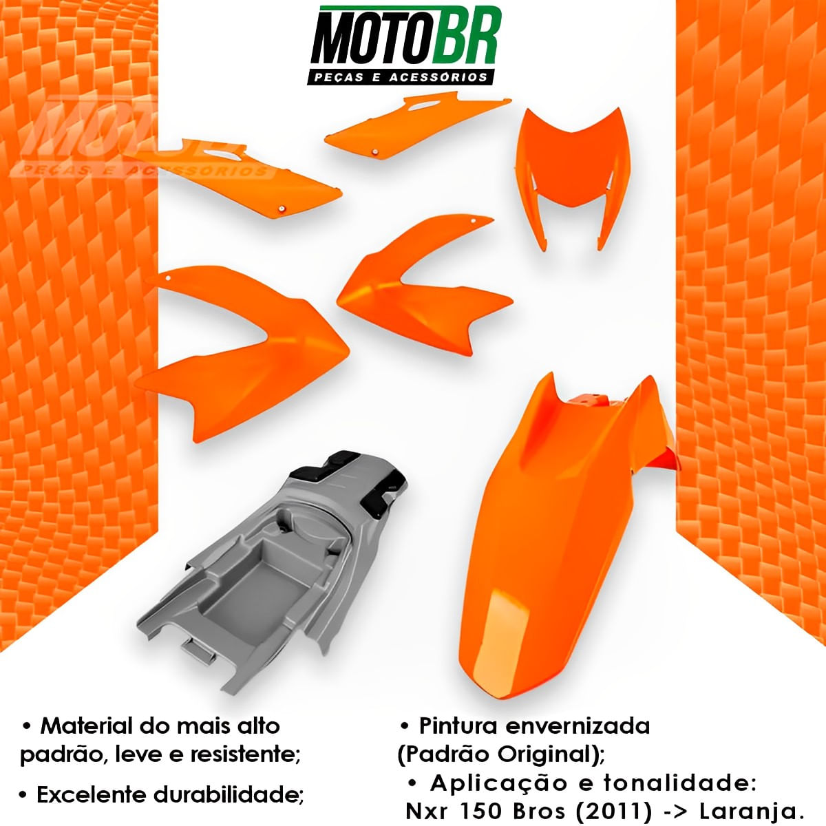 Kit Carenagem Completo NXR 150 Bros 2011 Laranja - MotoBR