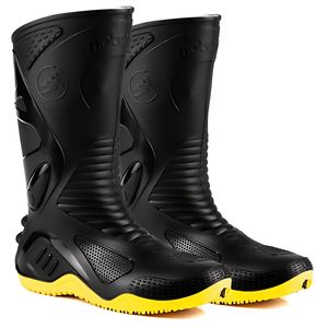Bota Chuva Impermeável Preta Sola Amarela - Motosafe