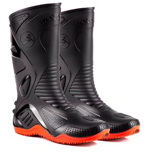 Bota Chuva Impermeável Preta Sola Vermelha - Motosafe