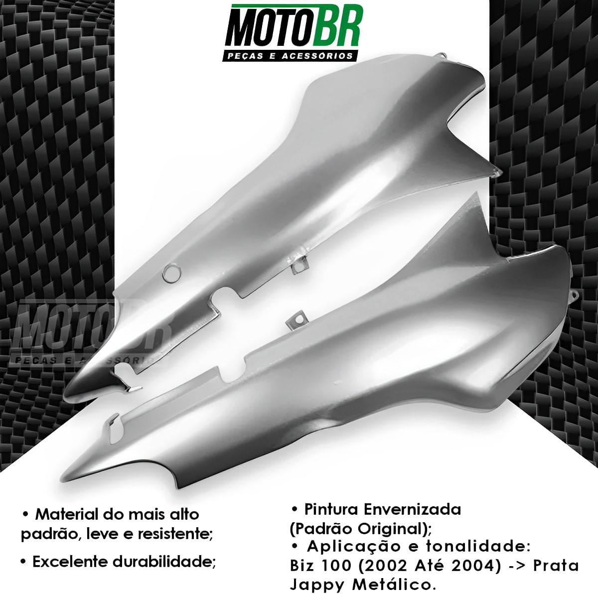 Tampa Lateral Biz 100 2002 Até 2004 Prata Jappy Metálico - MotoBR
