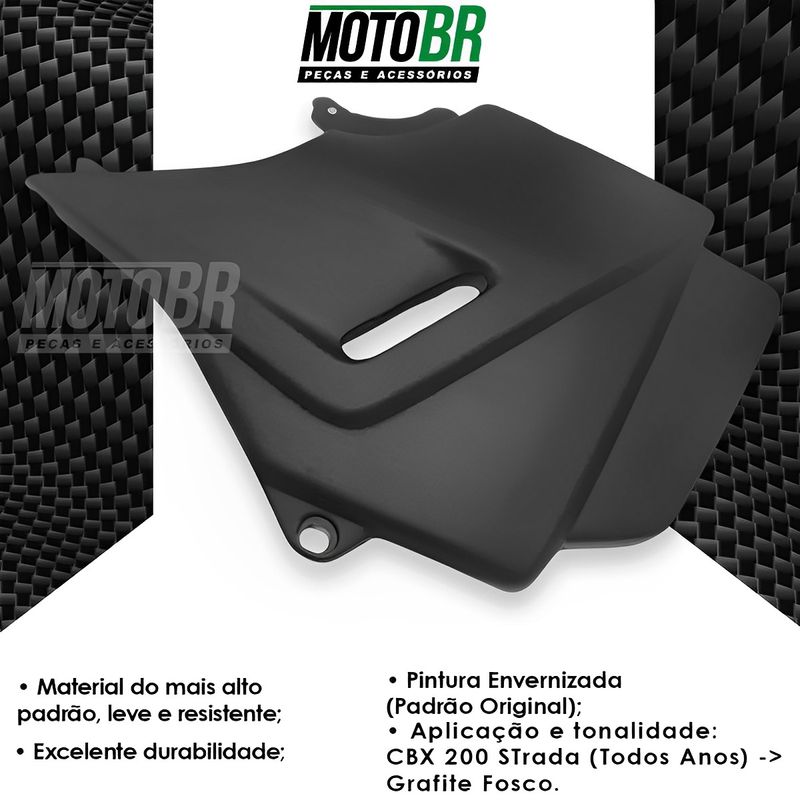 Tampa Lateral Sportive Honda CBX 200 Strada Grafite Lado Esquerdo