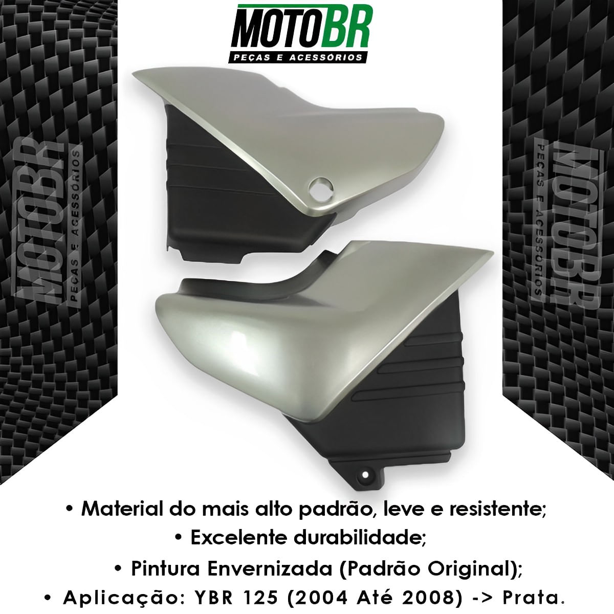 Tampa Lateral YBR 125 2004 Até 2008 Prata - Pro Tork - MotoBR