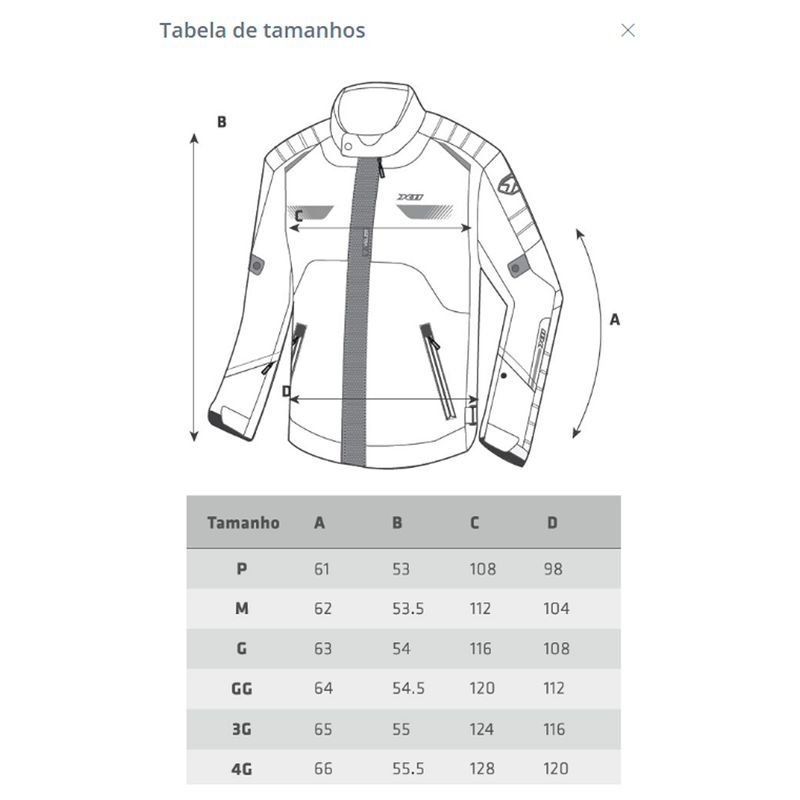 Jaqueta-X11-Veler-Maculina-Preto-Medidas