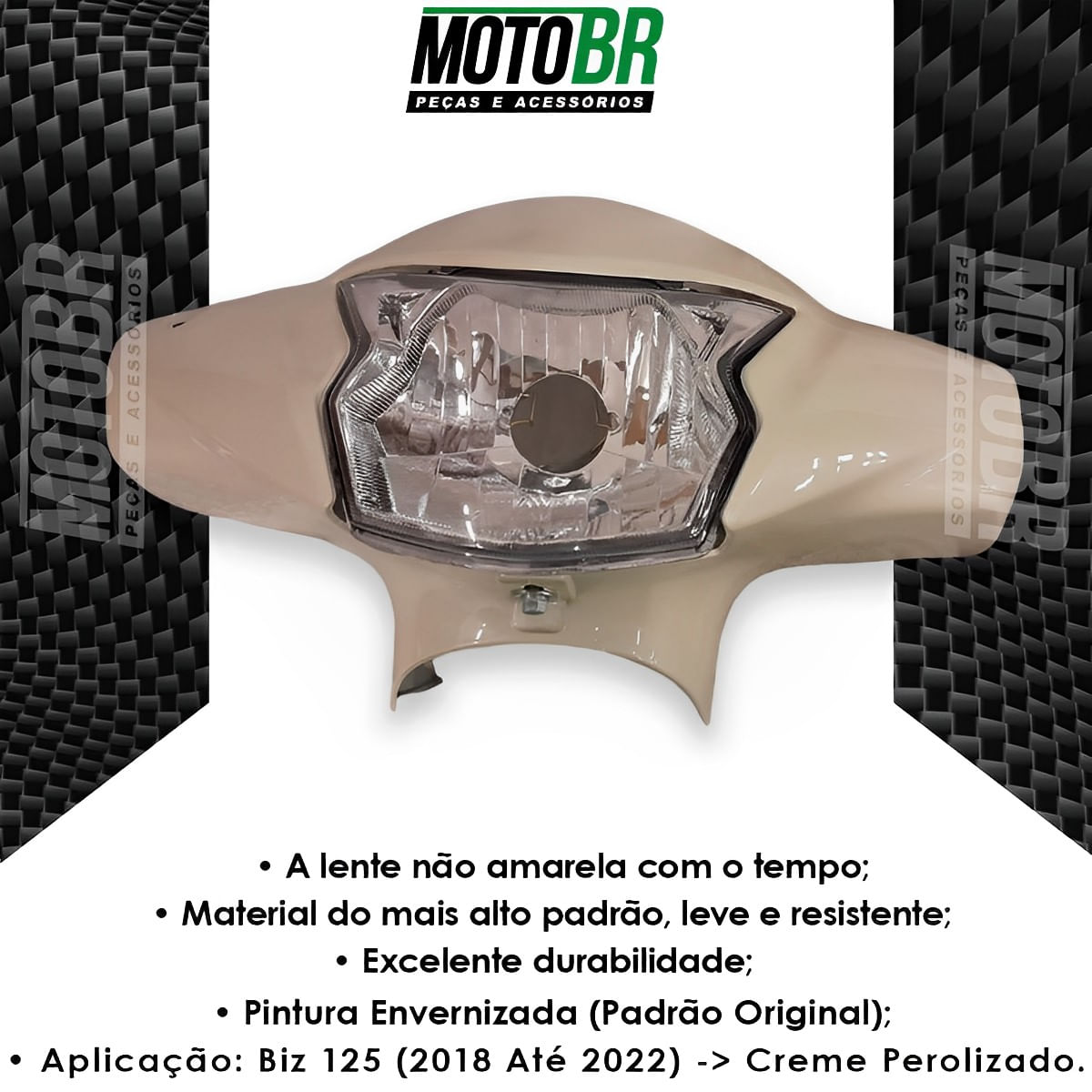 Frente Farol Completo Biz 125 2018 A 2022 Creme Perolizado - MotoBR