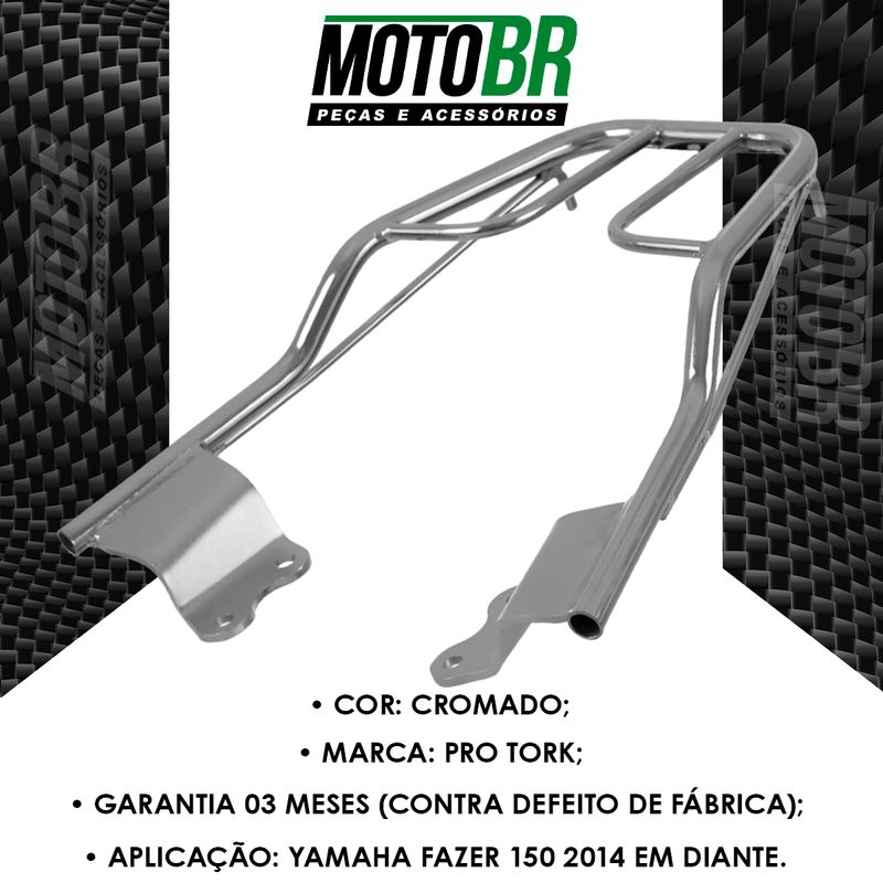 Bagageiro-Yamaha-Fazer-150-2014-Em-Diante-Cromado---Pro-Tork---2