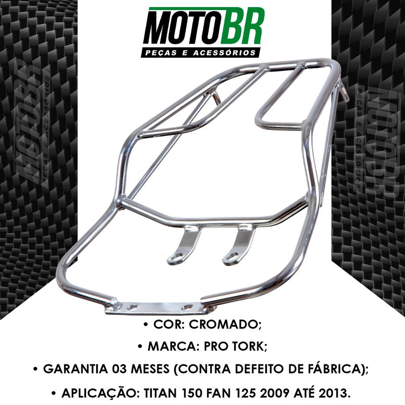 Bagageiro-Titan-150-Fan-125-2009-Ate-2013-Cromado---Pro-Tork---2