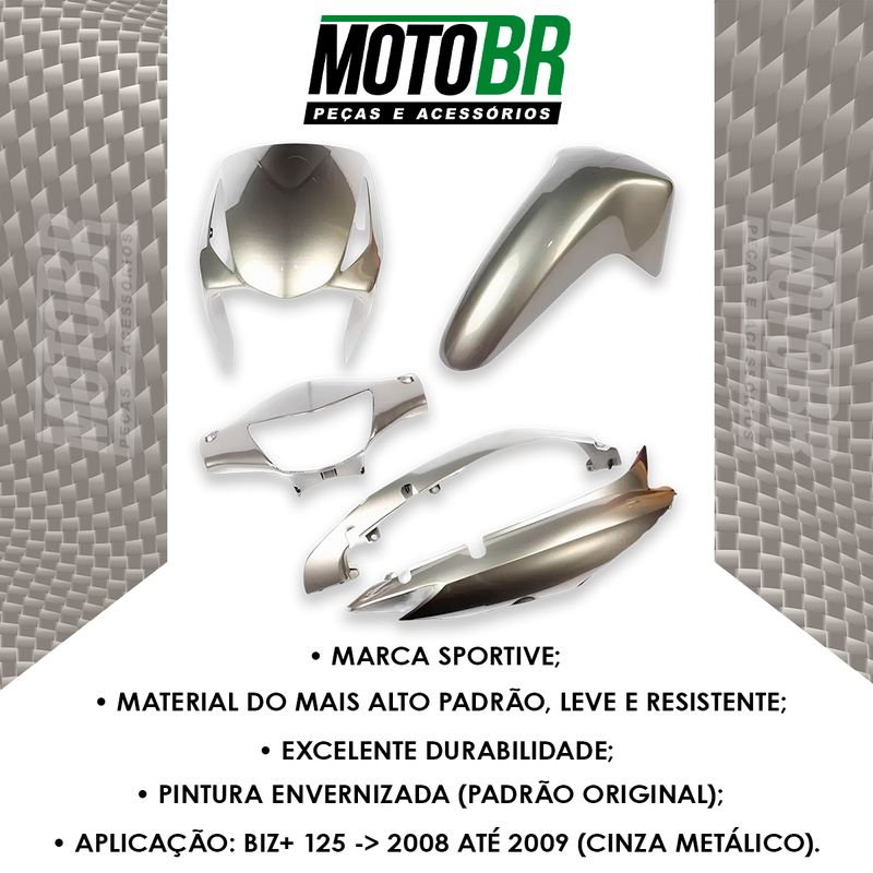 Kit-Carenagem-Completo-Biz-125--2008-A-2009-Cinza-Metalico-2