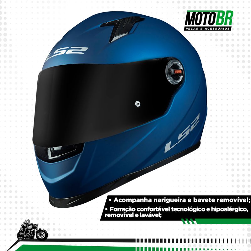 Capacete LS2 FF358 Classic Azul Fosco