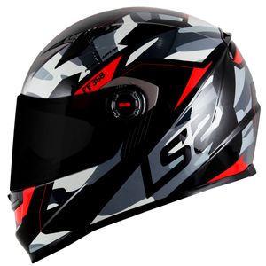 Capacete LS2 FF358 Tank Camo Preto Vermelho