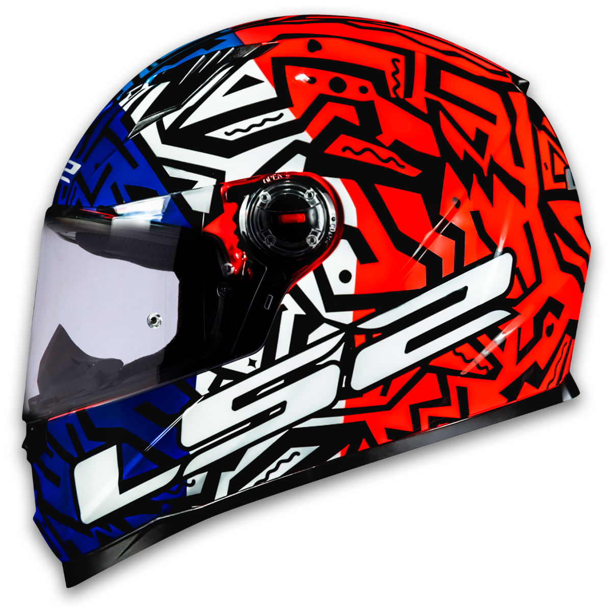 Capacete Original LS2 FF358 Memphis Laranja Azul - MotoBR
