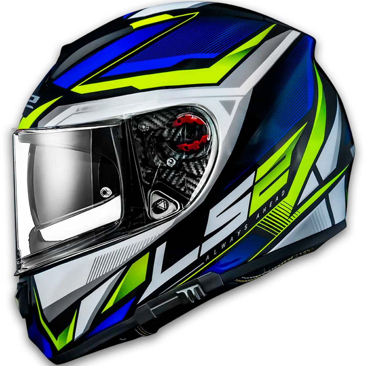 Capacete Original LS2 FF397 Vector Rider Azul Prata Amarelo
