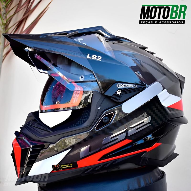 Casco LS2 MX701 Explorer Carbono Adventure Azul -06