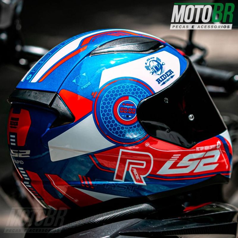 Casco Integrale Moto Ls2 FF353 Rapid STRATUS BLUE RED WHITE 