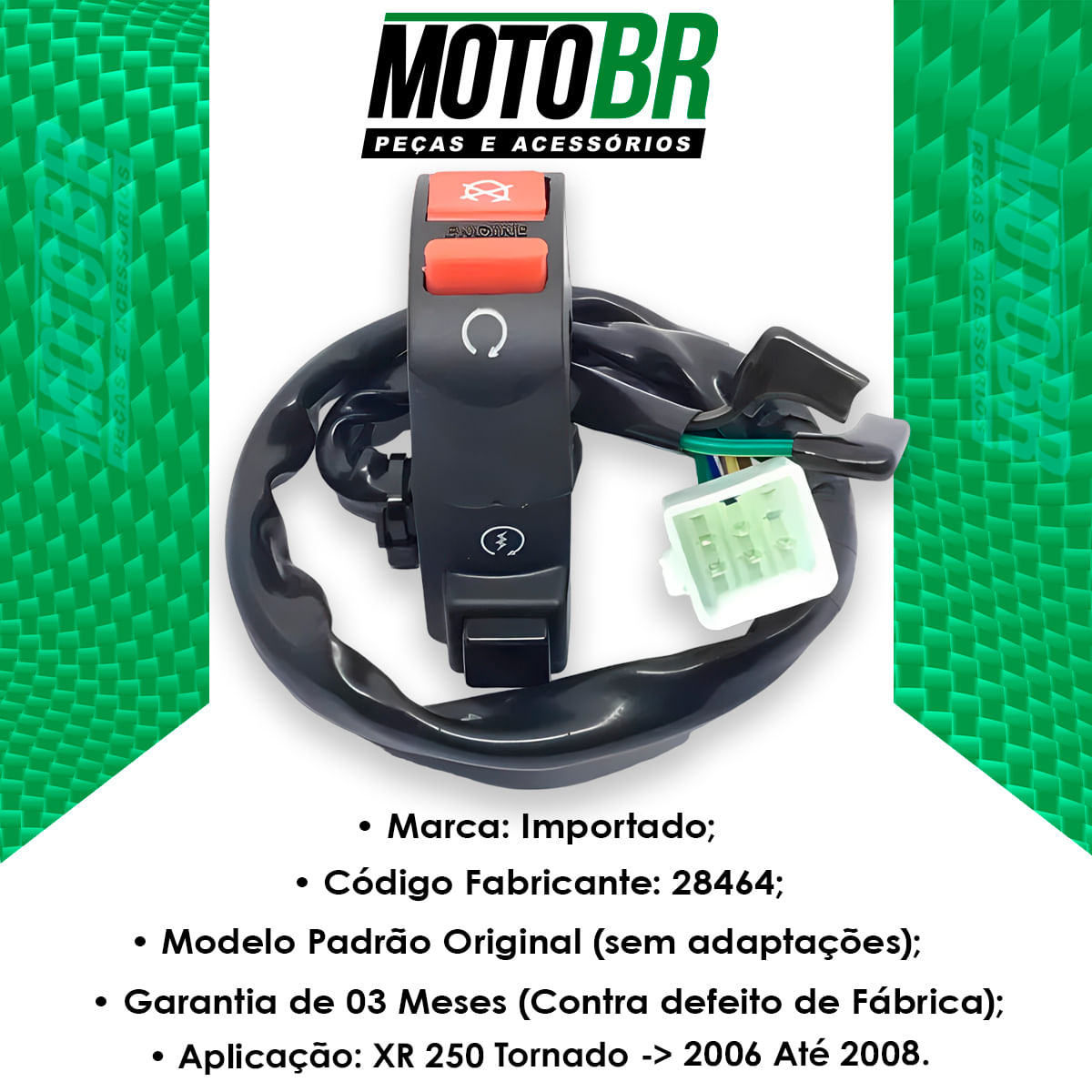 Punho Interruptor Partida Xr 250 Tornado 2006 A 2008 - MTBR - MotoBR