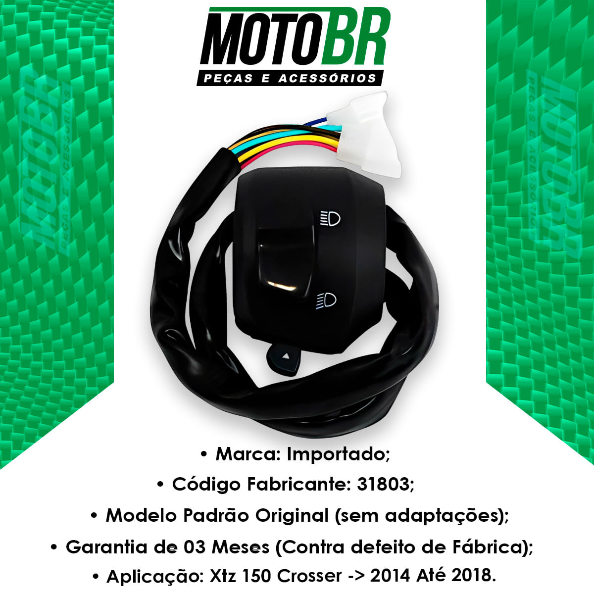 Punho Interruptor Luz Xtz 150 Crosser 2014 Até 2018 - MTBR - MotoBR