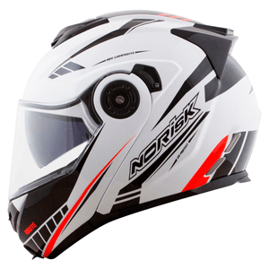 Capacete Norisk Route FF345 Motion Branco Preto Vermelho