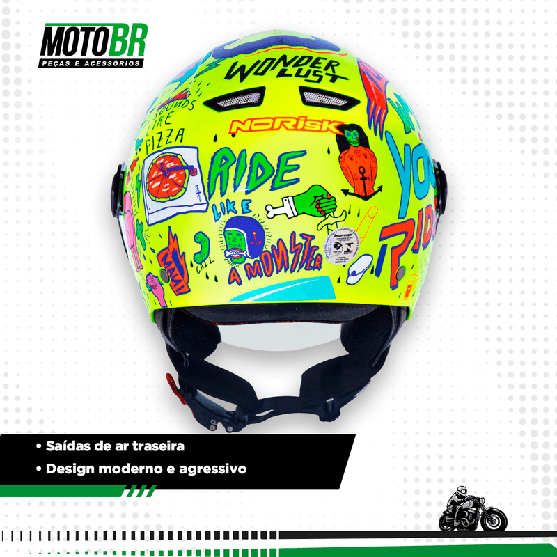 Capacete Aberto Moto Masculino Feminino Norisk Orion Free Amarelo