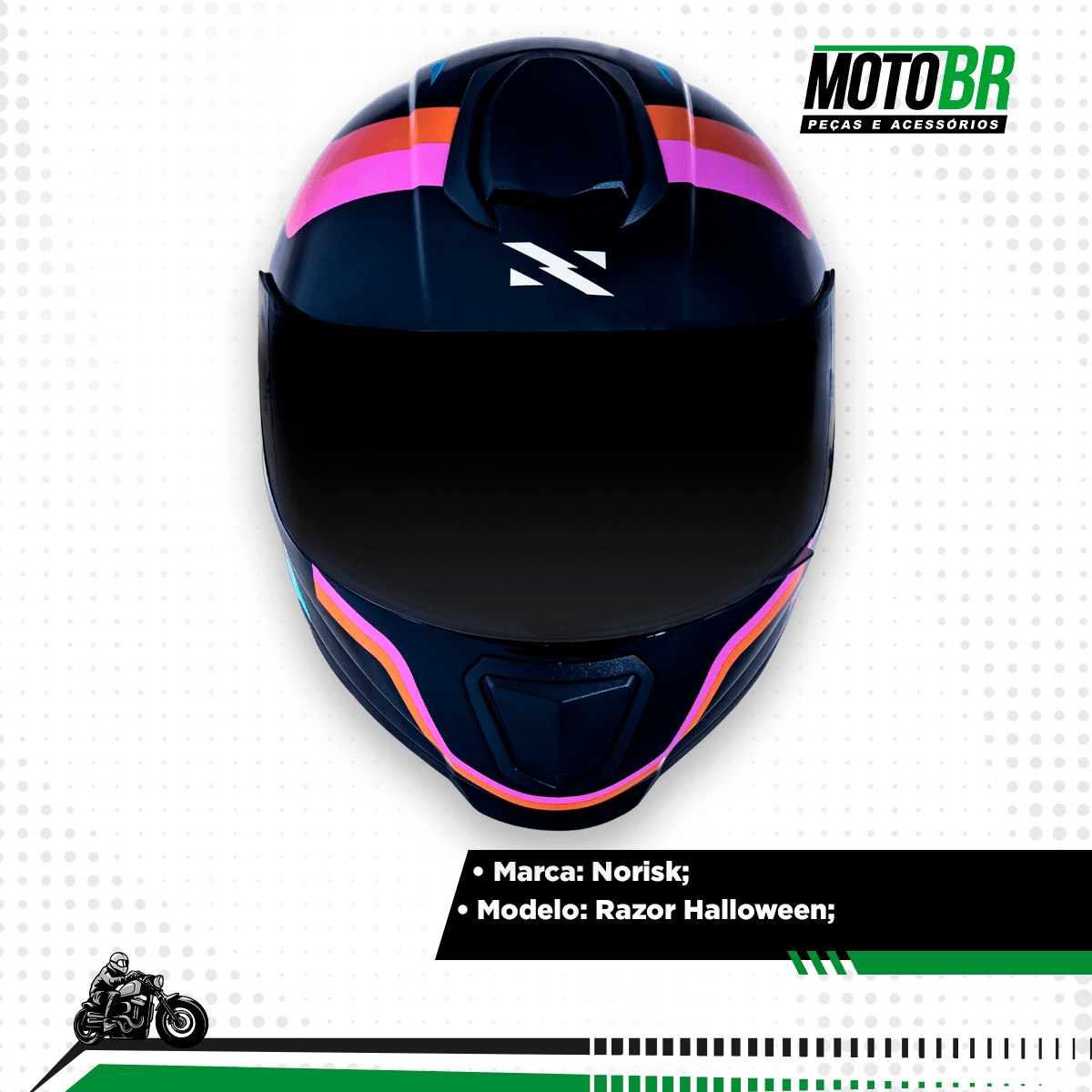 Capacete Original Norisk Razor Void Preto Laranja Azul - MotoBR