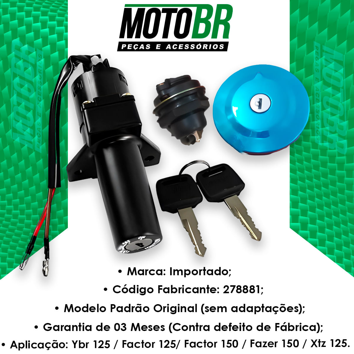 Kit Contato Ignição Ybr 125 Xtz 125 Fazer 150 Factor 125