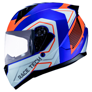Capacete Fechado Race Tech Sector Exilio Fosco Azul Laranja