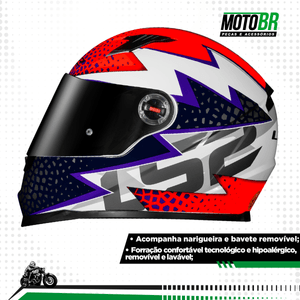 Capacete LS2 FF358 Speedy Branco Roxo Laranja