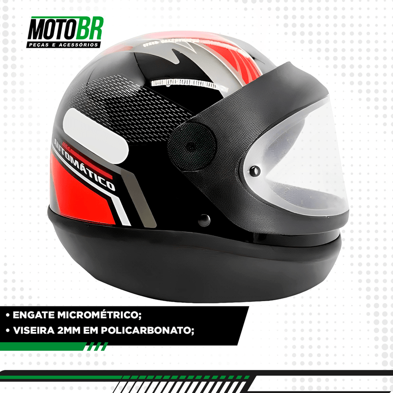 Capacete de moto New Sport Moto Preto/vermelho - Phmotos