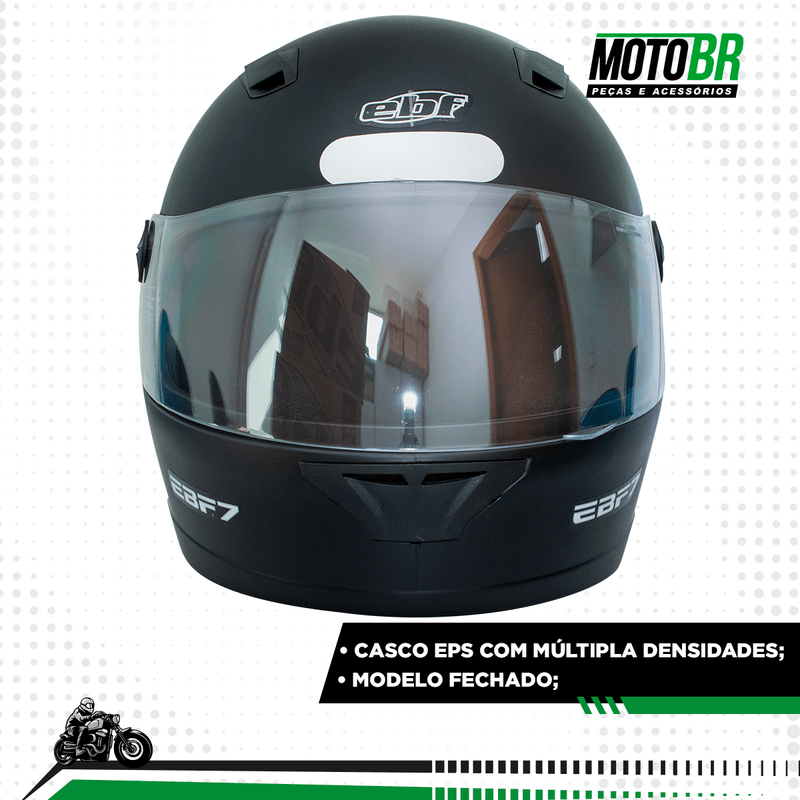 Capacete Moto Ebf New 7 Solid Fechado Preto - Thomas Parts