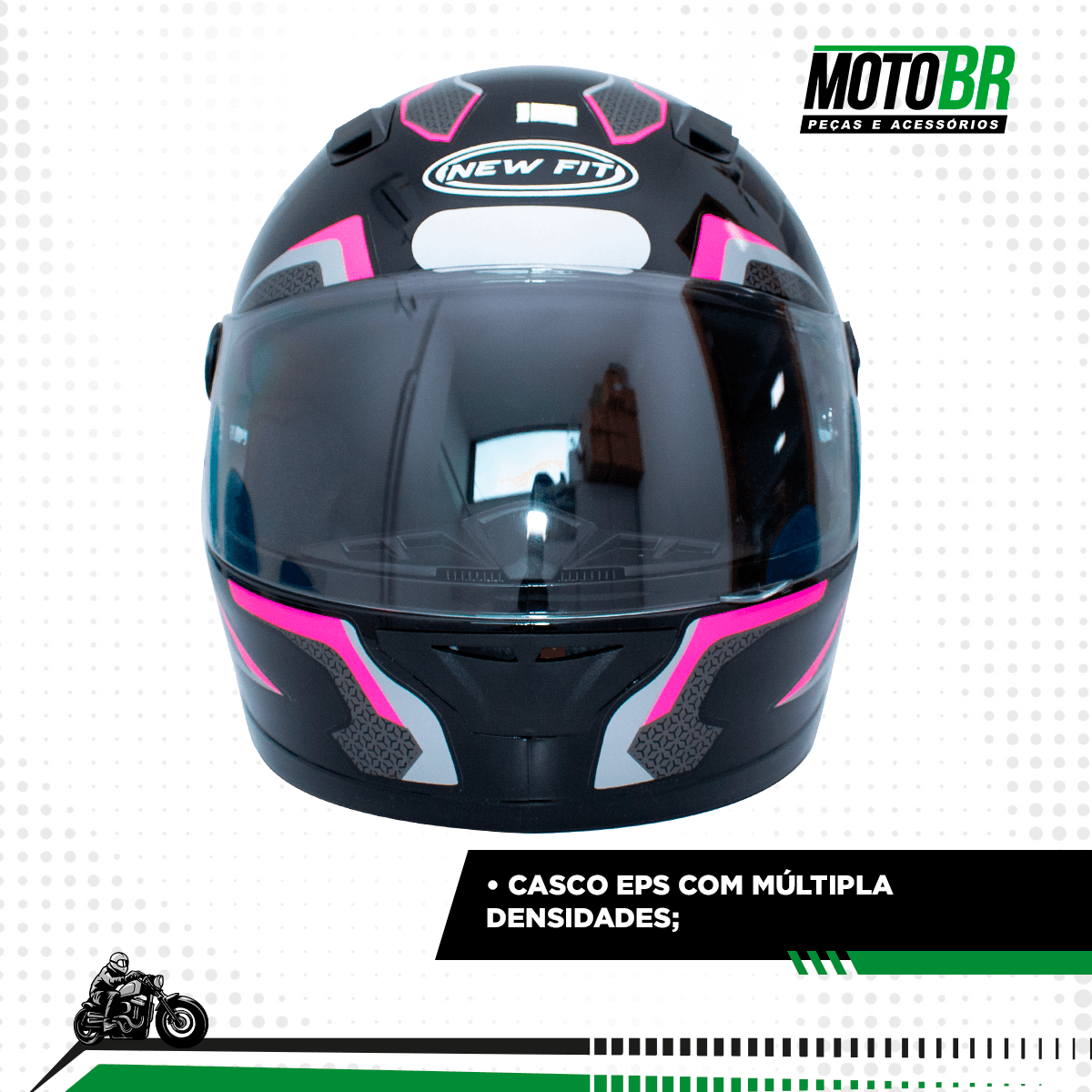 Capacete EBF New Fit Shift Preto Rosa - MotoBR