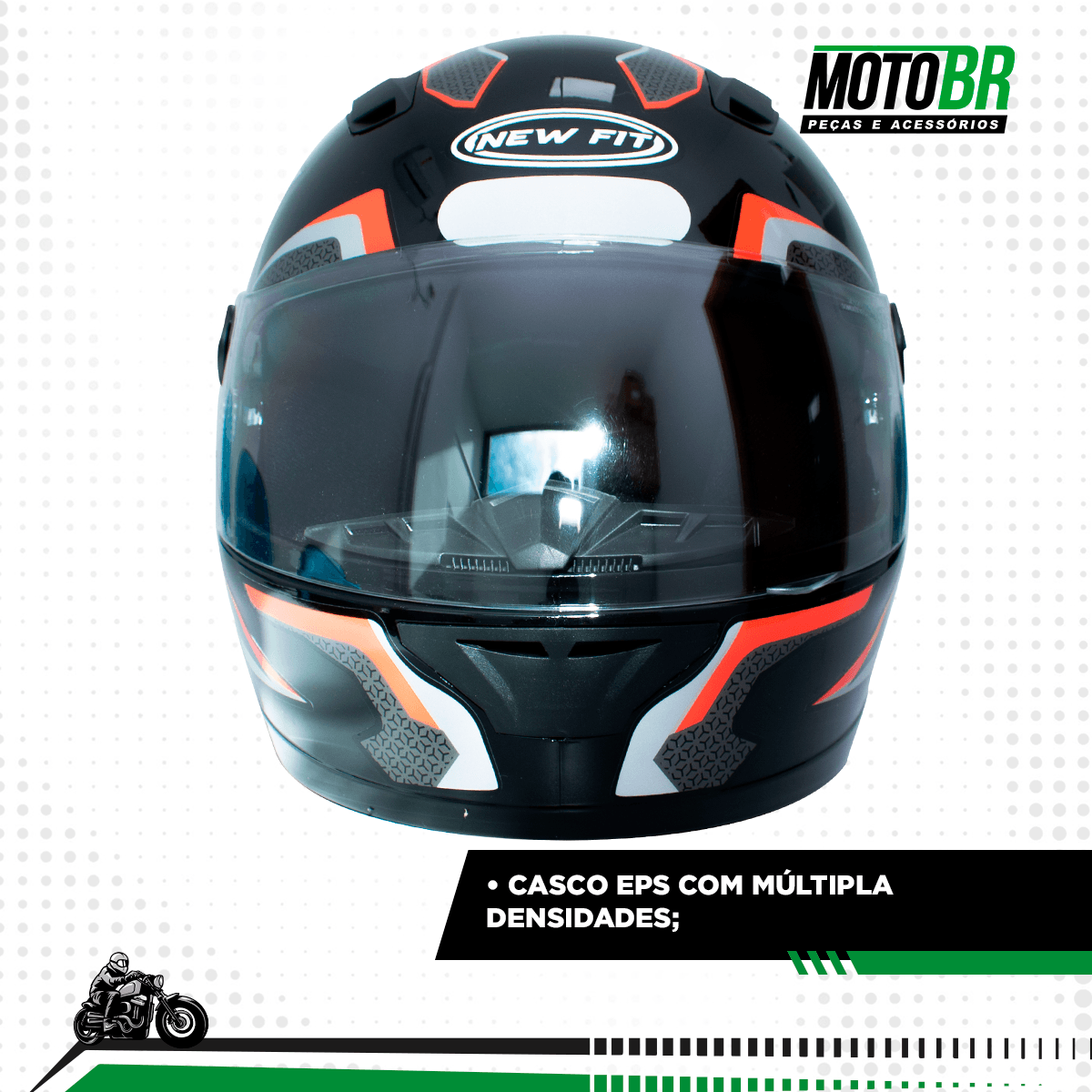 Capacete EBF New Fit Shift Preto Vermelho - MotoBR